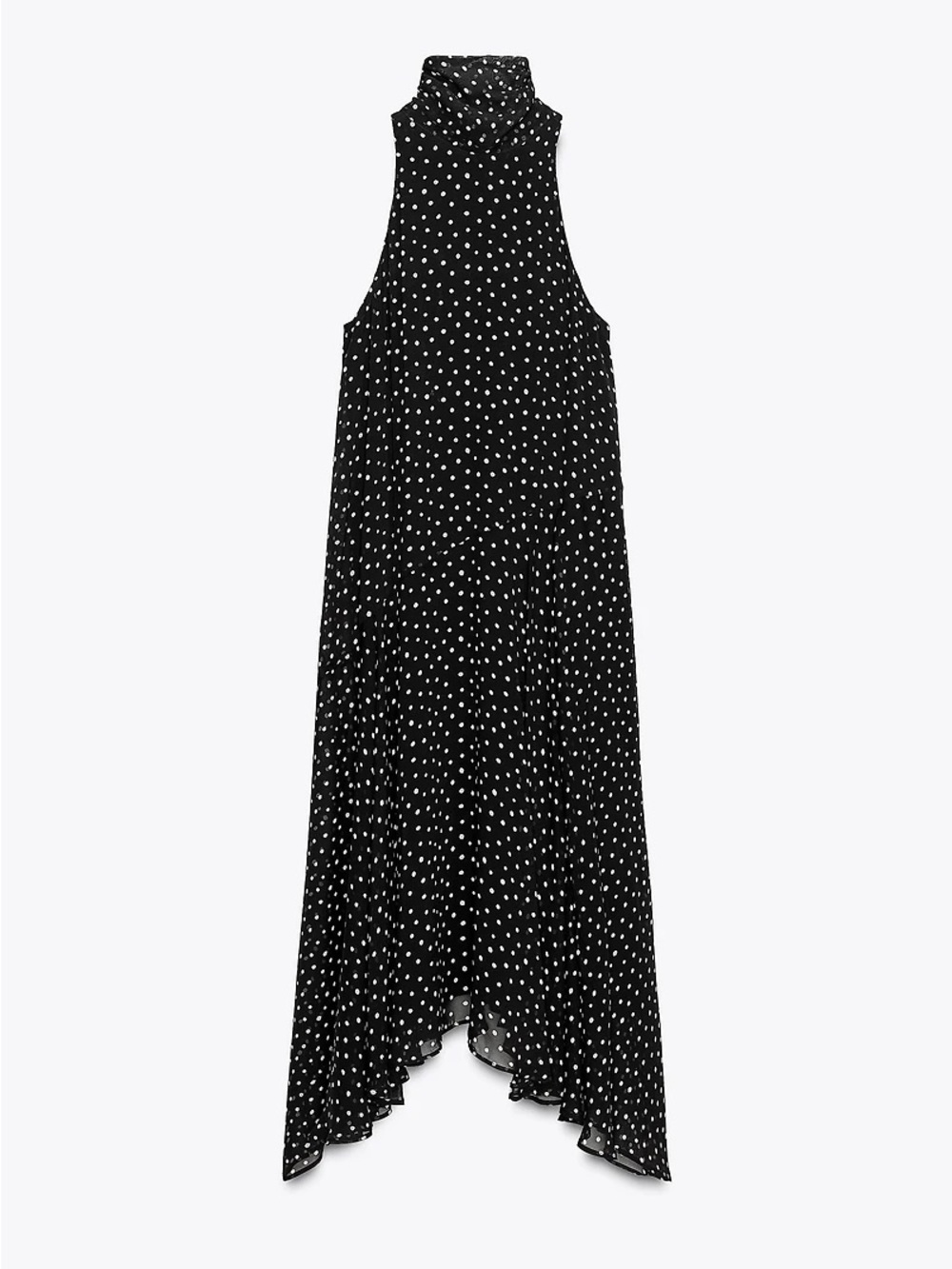 Zara Black and White Polka Dot Halter Maxi Dress - Picture 4 of 10